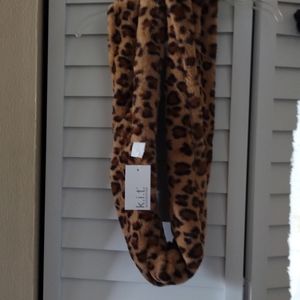 kit leopard faux fur infinity scarf 8" wide Extra Warm